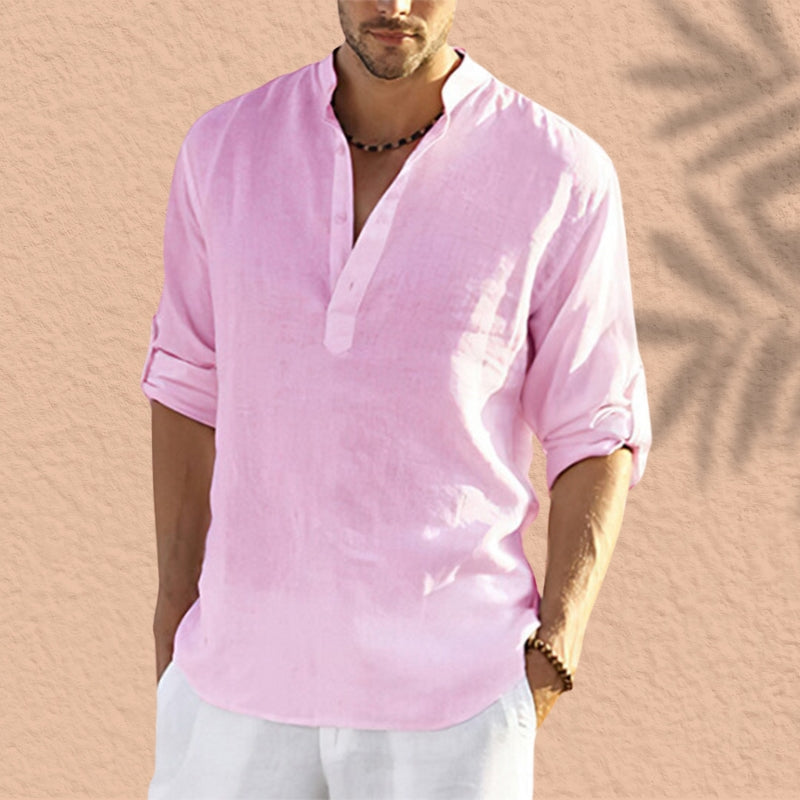 Abdeslam - Lässiges Langarmhemd Aus Leinen